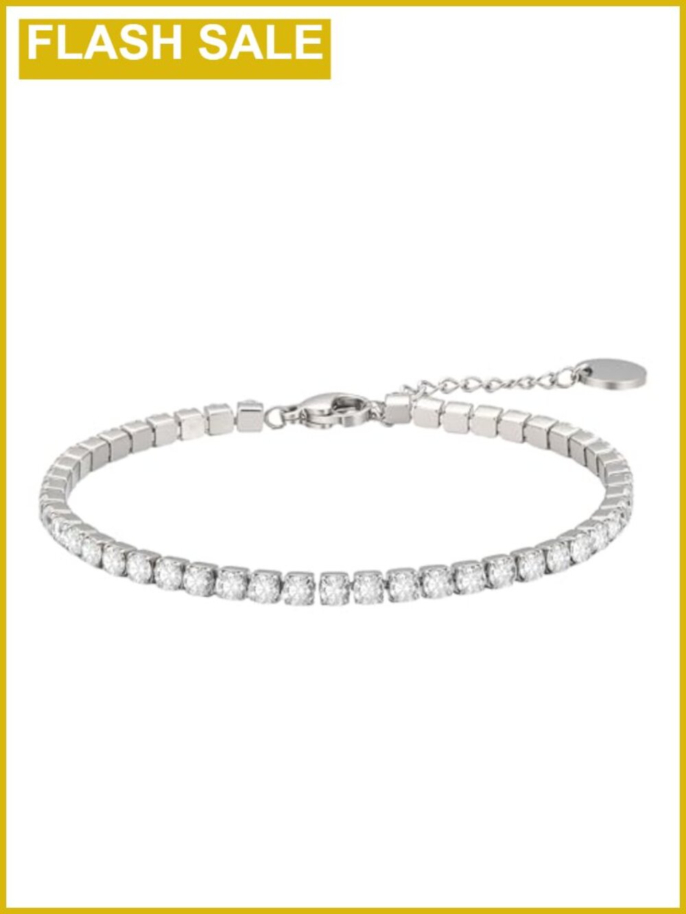 18k Gold Plated Tennis Bracelet 5A Cubic Zirconia Adjustable Stainless Steel